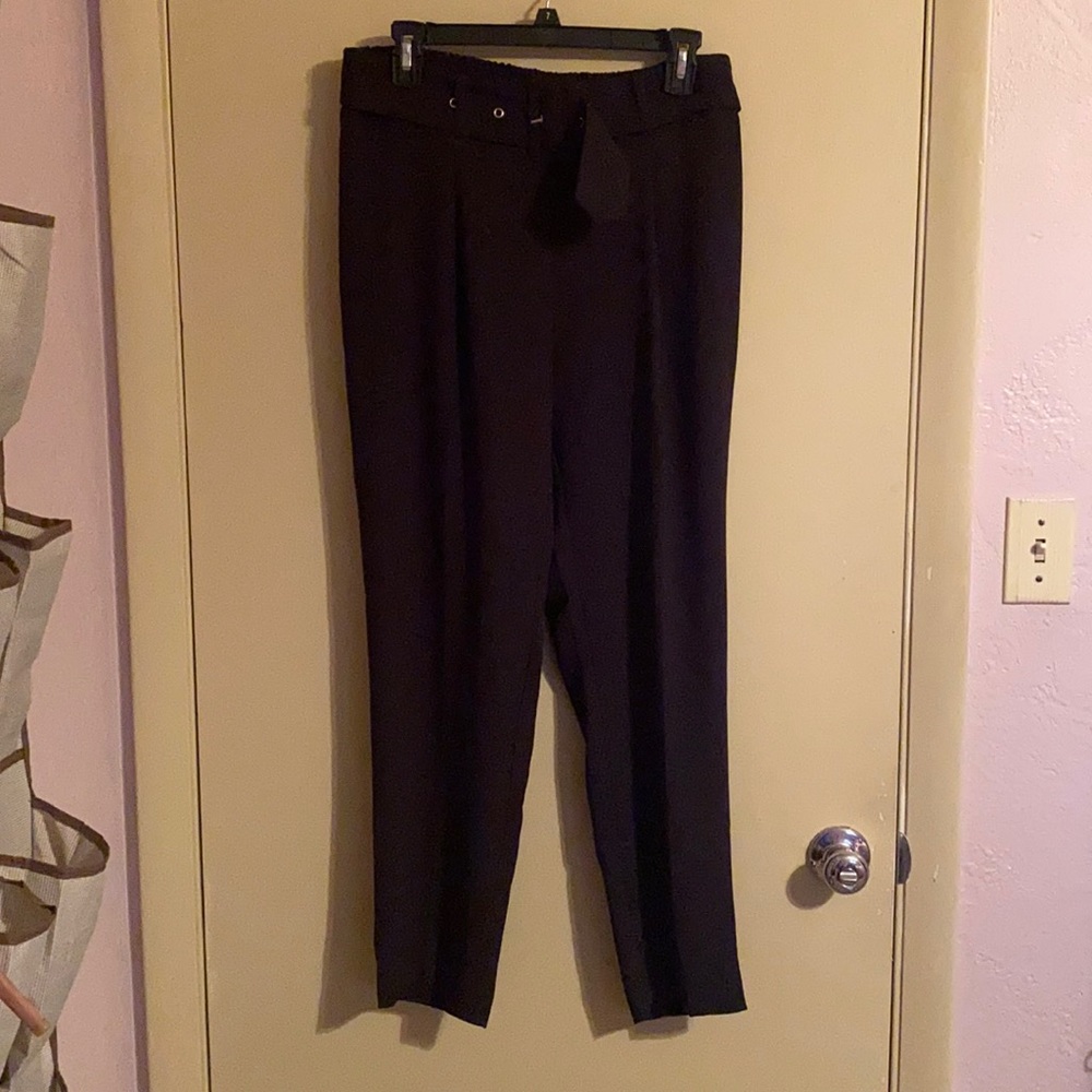 Nine West Slim Straight Black Pants w/belt - Sz M